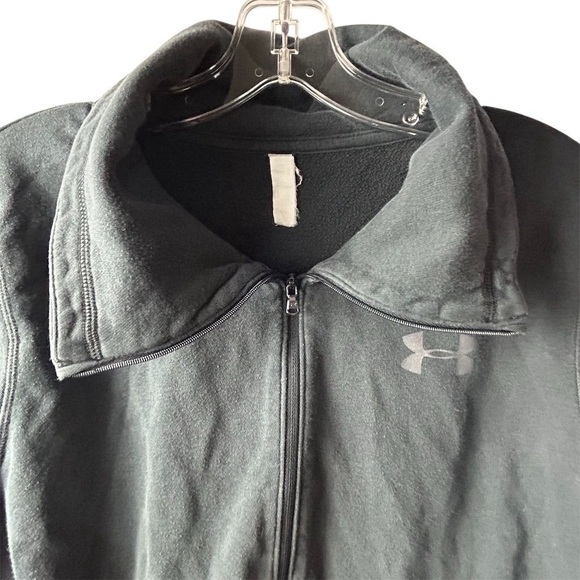 Under Armour Unisex 1/4 Zip Mock Neck Pullover Sweatshirt Black - Picture 2 of 11